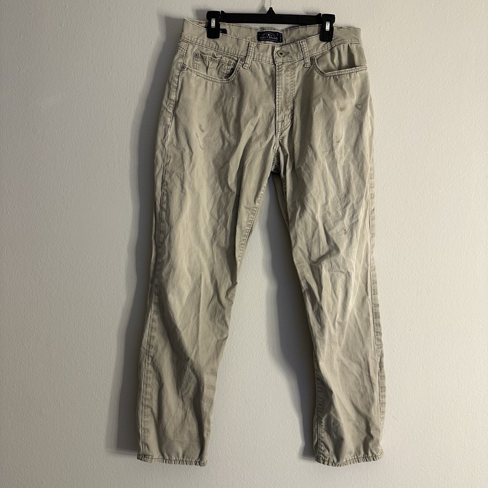 Lucky Brand 121 Heritage Slim Straight Leg Pants‎ Mens 34 X 32 Stained See Pics